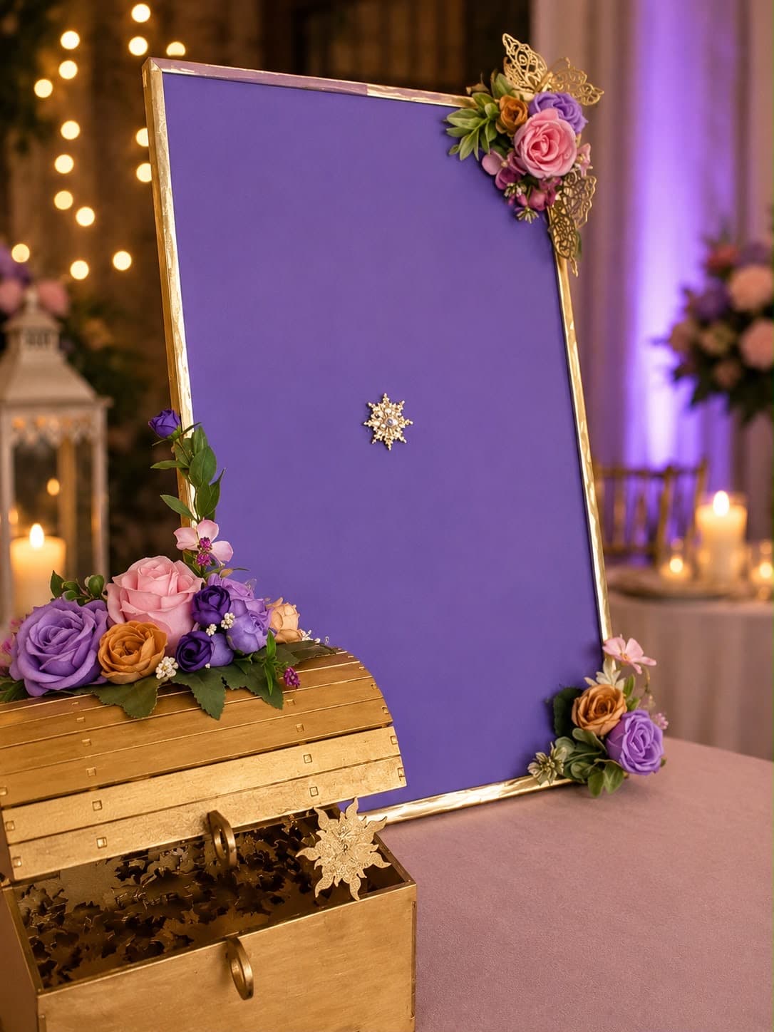 Cuadro de Firmas Rapunzel, diseño de Flora Eventos Florales