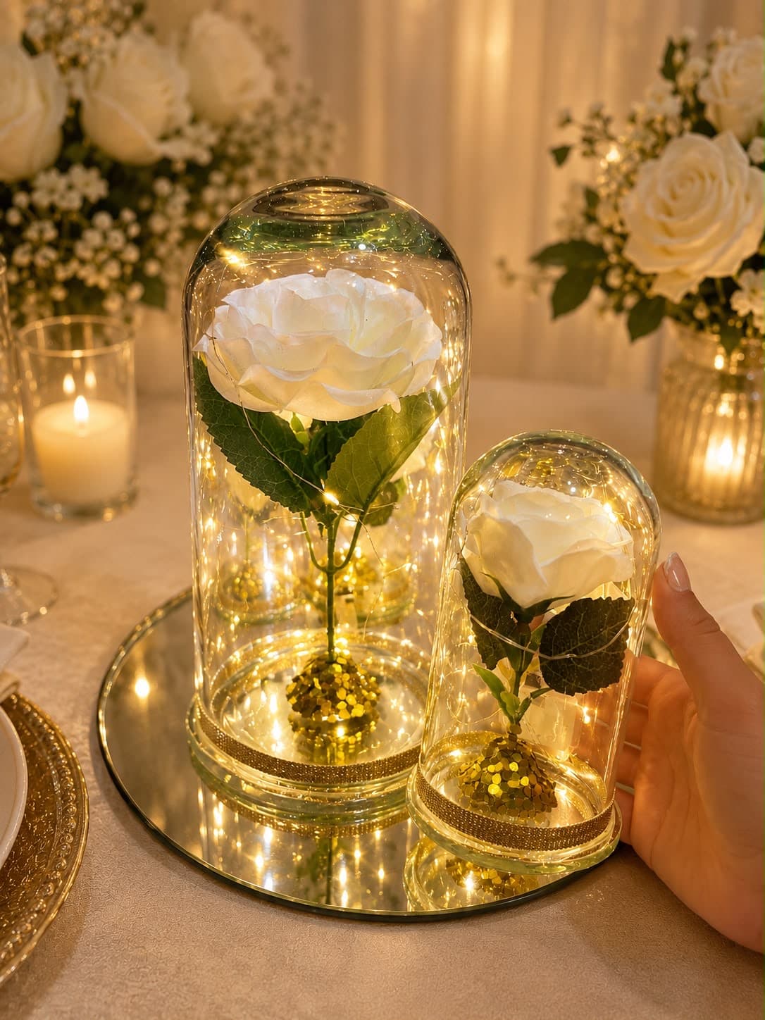 Cúpula Base de Espejo 2, diseño de Flora Eventos Florales