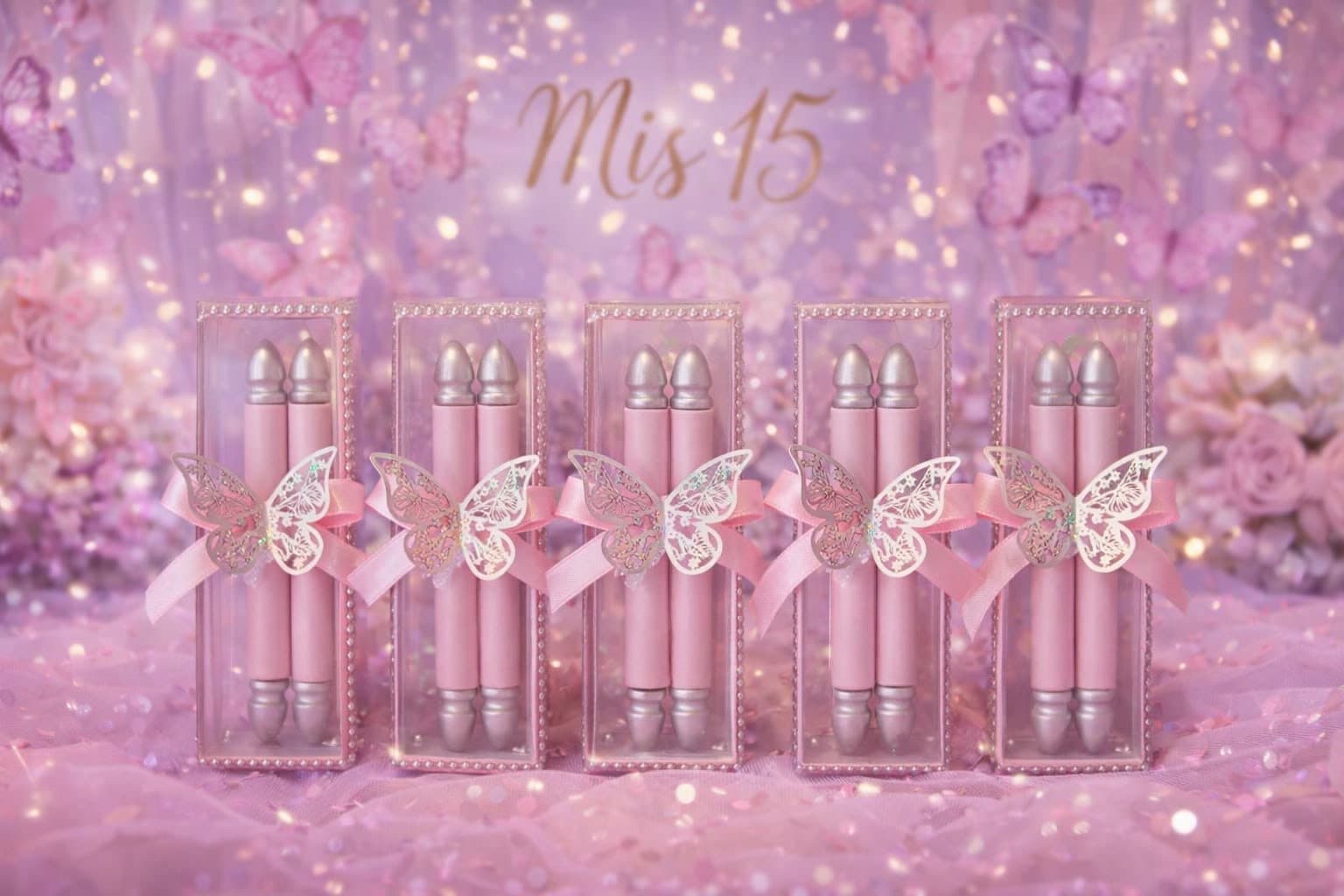Pergaminos Mariposas Rosas, diseño de Flora Eventos Florales