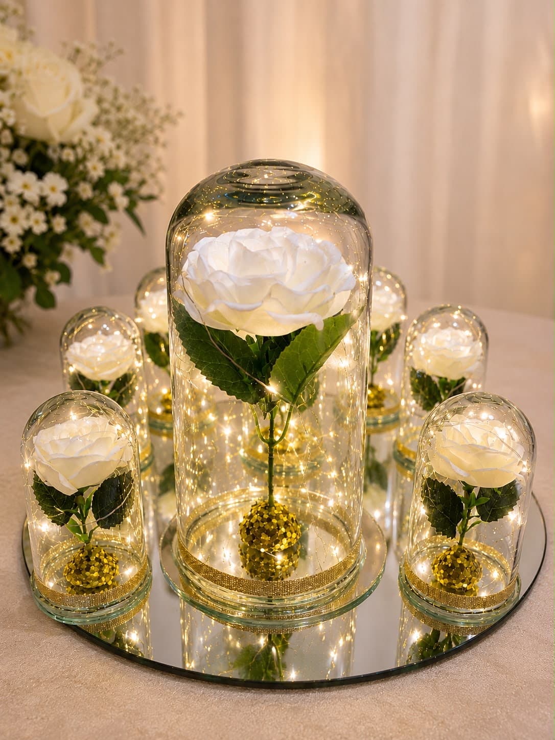 Cúpulas con Espejo, diseño de Flora Eventos Florales